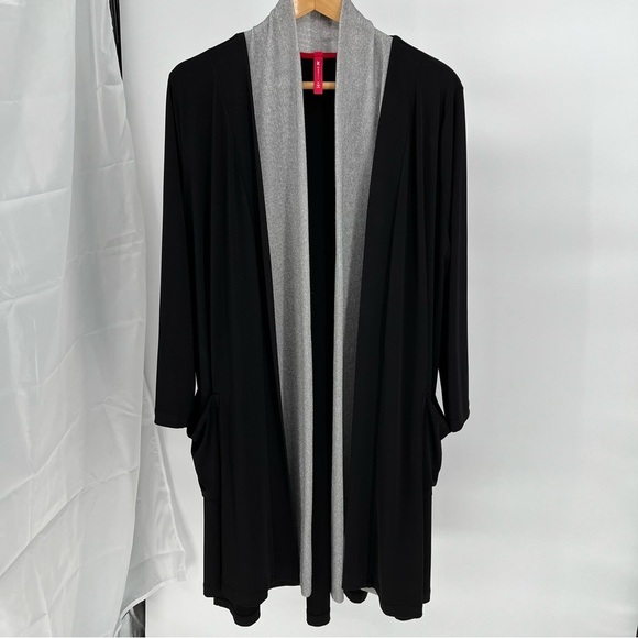 IC By Connie K Womens Jacket Cardigan Size XL Flowy Lagenlook Layered Knit Black - Picture 1 of 13